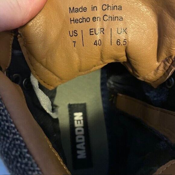 STEVE MADDEN Mens 7 Delwar Lace Up Brown Leather Ankle Boots Cognac Booties - Picture 7 of 7